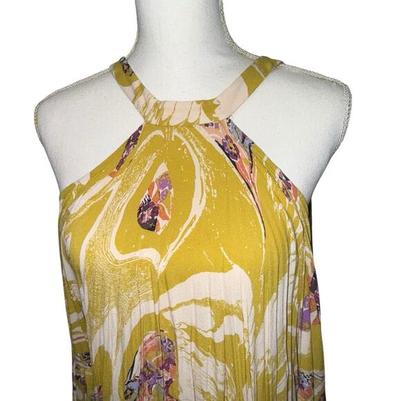 Free People Drift Away Tunic Mini Dress Gold Cold Shoulder Flowy MED NWT - Picture 9 of 12